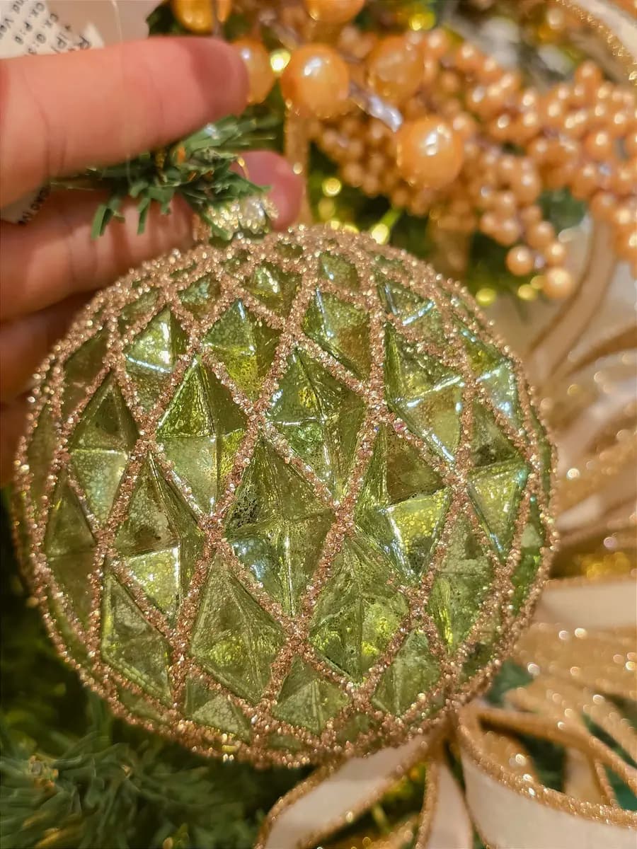 Bola de Vidro Verde com Dourado 11,4 cm