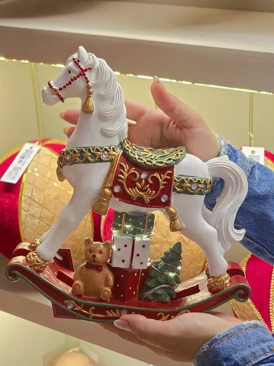 Cavalo de Balanço Branco com LED 25 cm