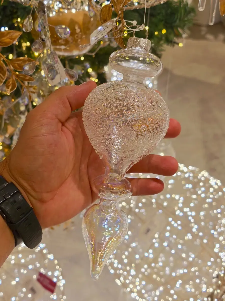 Ornamento Gota de Vidro Transparente 23 cm