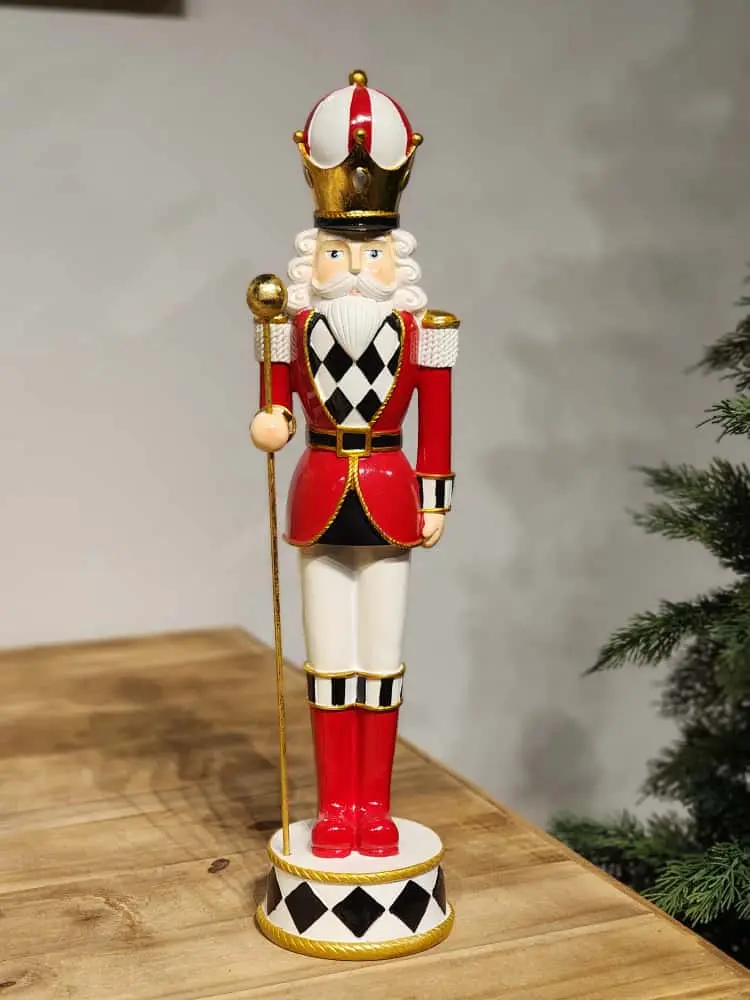 Soldadado de Chumbo de Luxo em Resina Vermelho, Preto e Branco 48 cm