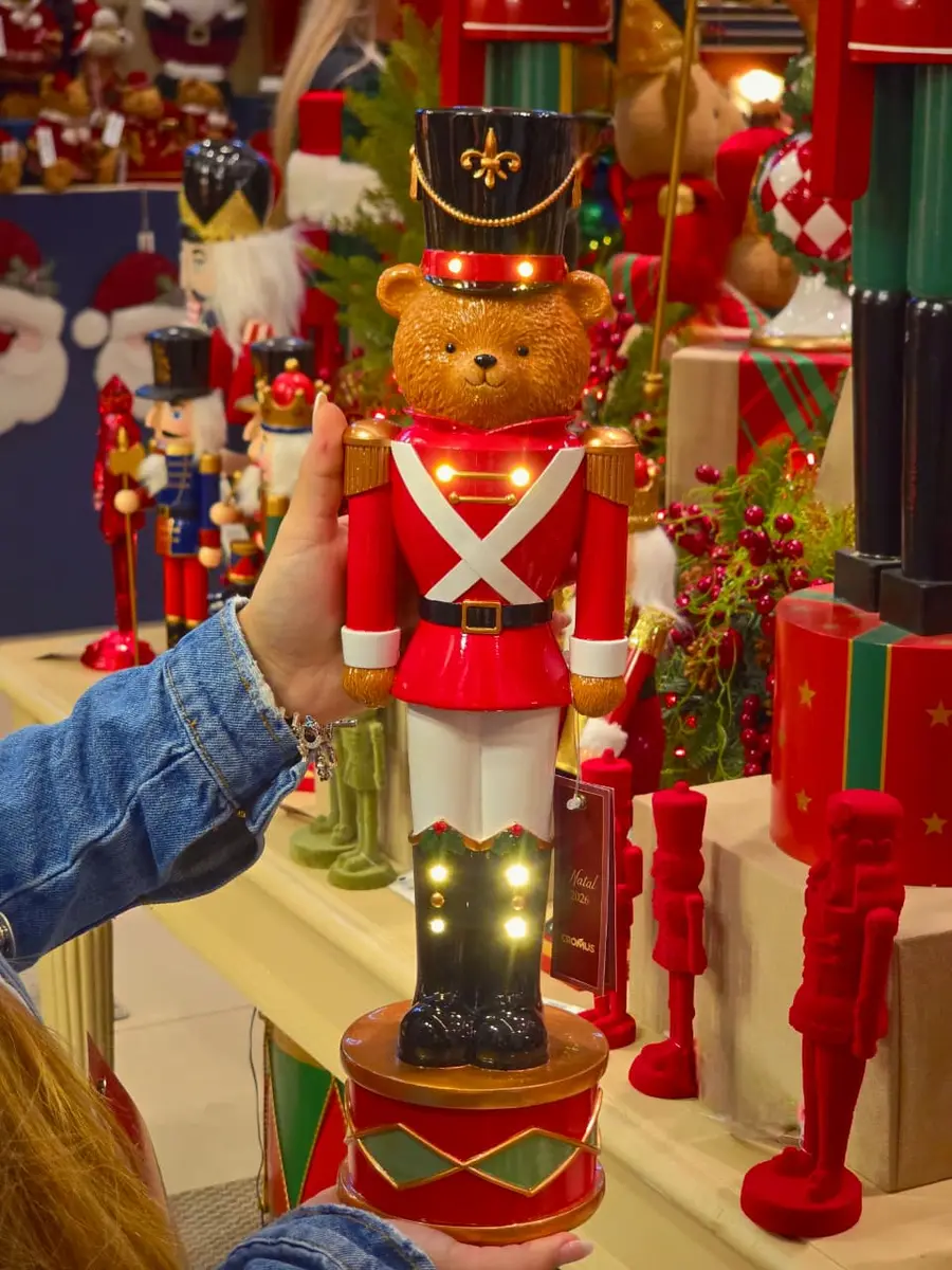 Urso Soldado de Chumbo com LED 45 cm